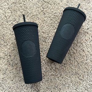 2- black large Starbucks cups!